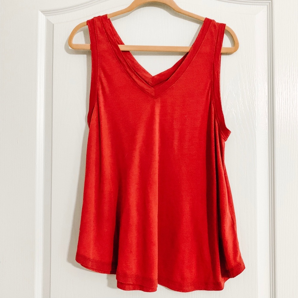 Beyond Yoga Double V Neck tank, burnt orange, M